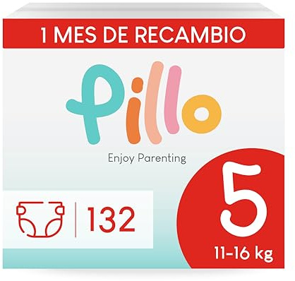 Pillo Windeln 5 - Karton mit 132 Windeln, 4 Packungen mit 33 Windeln Größe 5 - Junior (11-16 kg) - Windel Baby Diapers