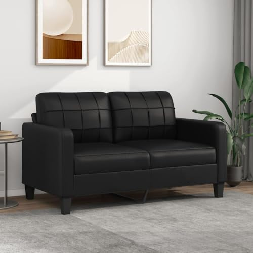 Homgoday Sofá de 2 plazas de Cuero sintético Negro 140 cm