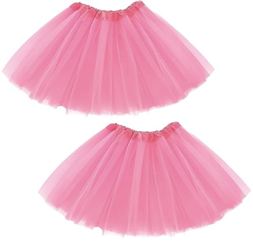 Anmahe Pink Tutu 2PCS, Women's Tutu Skirts, Adult Tutu, 3 Layered Fluffy Tutu Skirts, Suitable for Ladies' Masquerade Christmas Dress, Light Pink