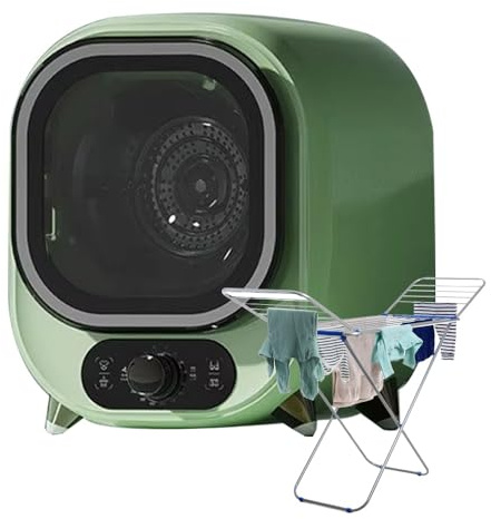 KYZTMHC Secadora de Ropa de Condensador, Mini Secadora Centrifugada, 5 Modos de Secado, Carga de 0,8 kg, Secadora de Condensador Portátil Pequeña, para Uso en Encimera o Montado en la Pared(Green)