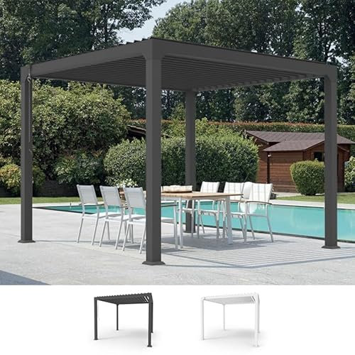 Produce Shop Pérgola bioclimática de jardín de 3x3 m Manual de Aluminio Guadalupe - Gris