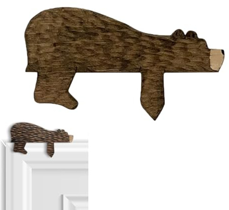 WERIGONI 1 pieza de adorno de puerta de oso de madera, lindo adorno de puerta de oso, estatua decorativa para guardería