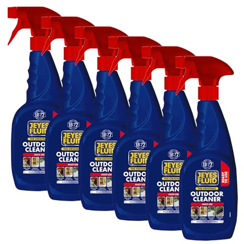 Jeyes Fluid Outdoor Cleaner Spray (750ml, Pack of 6) – Ready to Use Disinfectant – Fluid Spray Kills 99.9% of Bacteria – Patio Cleaner for Paths, Pet Housing, Greenhouses – Tackles Dirt & Stains