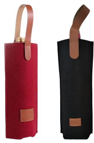 GXGM 2PCS Sentito borsa vino per Bottiglie di Vino con Manico,buste porta bottiglie per regalo, matrimonio, battesimo, compleanno