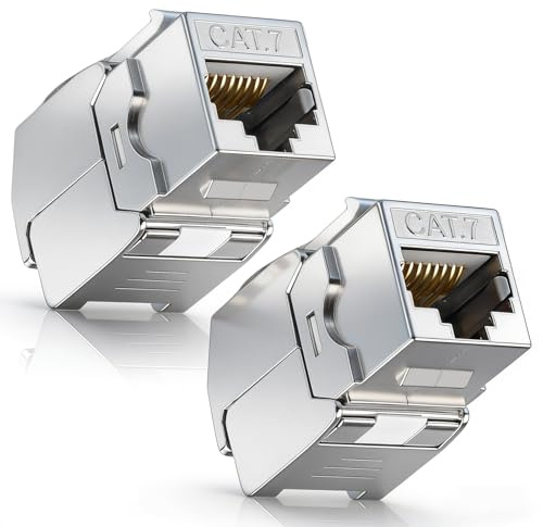 Wowsofty 2 Piezas módulos CAT 7 Keystone RJ45 hembra lan cable, Cat6A/7, cat 7 keystone rj45 módulo, 10 Gbps hasta 1000 MHz AWG 22–24 sin herramientas LSA totalmente apantallado STP hembra