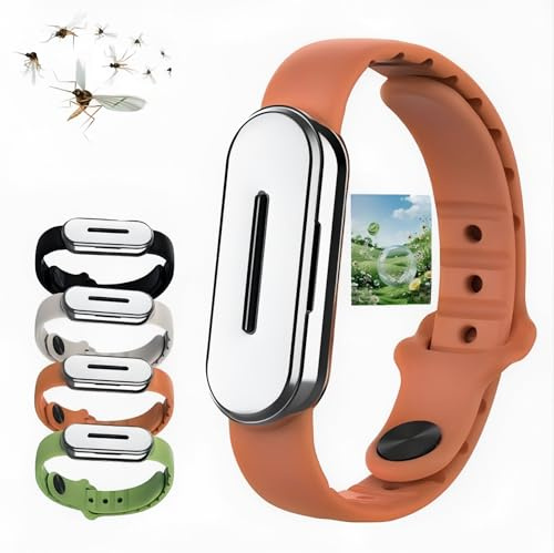 Långvarigt 90-dagars myggavvisande armband, växtextraherat kraftfullt skydd, justerbart (14-20 cm) armband, fri från DEET-, vattentätt och svettbeständigt, lämpligt för vuxna och barn (orange, B)
