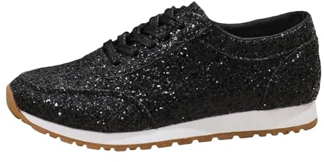 Paljetter casual Lace Up sportskor sneakers glitter andas kristall damer löparskor