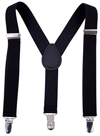 AWAYTR Suspenders for Boys Child Kids Adjustable - Elastic Y Shape Soild Color Suspender(Black,70cm)