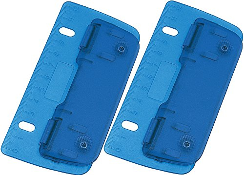 WEDO Taschenlocher aus Kunststoff zum Abheften für 8 cm Lochung, mit 12 cm Skala (blau, 2 Locher)