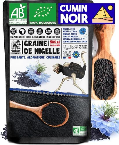 Nabür - 500 gr Graine de Nigelle BIO - Cumin Noir du Fayoûm, Cuisine, Infusion, Pâtisserie, Nigelle graine
