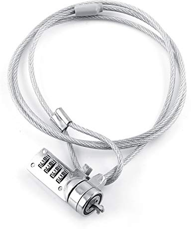 Fdit Laptop-Kabelschloss Hardware-Sicherheitsschloss, Diebstahlsicherungs-Kombinationsschloss, 4-stelliges Passwort rücksetzbar, kompatibel mit Allen aktuellen Notebooks