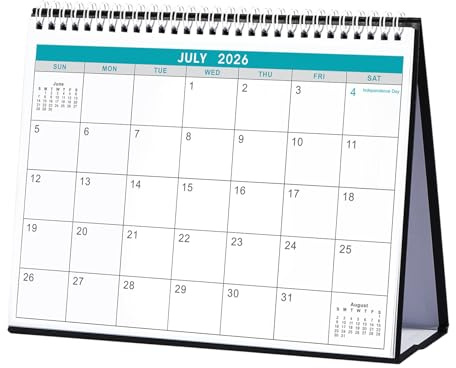 Desk Calendar 2026-2027 - Desk Calendar from July 2026 - December 2027, 10 x 8.3 Calendar Desk, 18 Months Standing Flip 2026-2027 Desktop Calendars