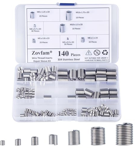 Zovfam 140Pcs Metric Wire Thread Inserts, M3-M12 Helical Type Coiled Wire