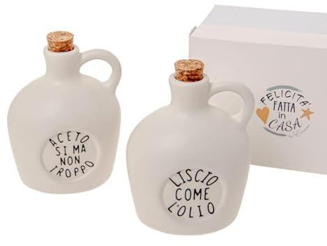 PuntoCasaStore Friends Set Olio E ACETO H.11 CM BOMBONIERA con Scatola Idea Regalo Matrimonio Anniversario PROMESSA