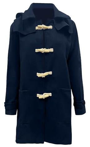 Maiyifu-GJ Men's Hooded Warm Duffle Coat Casual Fall Winter Wool Blend Coat Fashion Thicken Long Trench Jacket, Dark Blue, L