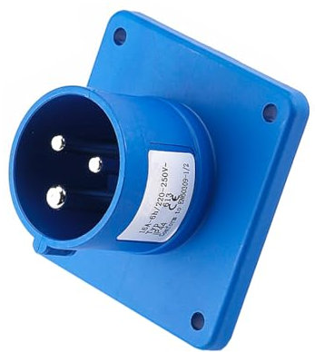 K M Electronics 16A 240V BLUE FLUSH MOUNT MAINS HOOK UP MALE PLUG CARAVAN CAMPING MOTORHOME BOAT