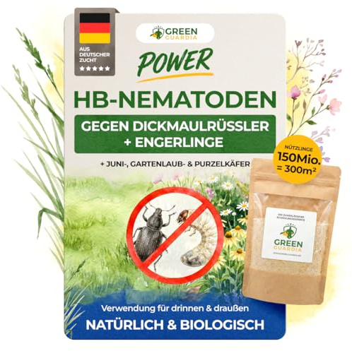 GREEN GUARDIA Nematodos Power HB contra gruesos y piel de oveja – 150 millones (300 m²) – Control biológico de plagas, respetuoso con el medio ambiente, libre de químicos, fácil de usar y seguro para