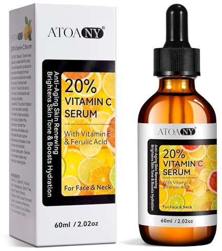 60ml Vitamin C Serum mit Hyaluronsäure für Gesicht & Hyaluron, Gesichtsserum mit Vitamin C für jede Haut, Vegan Anti-Aging Gesichtsserum