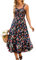 Sommerkleid Damen Casual Strandkleider Elegant Blumenkleid A-Linie Lässig Spaghetti Trägerkleid M Rote Blaue Rosen