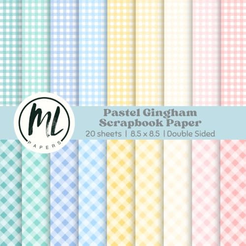 Pastel Gingham Scrapbook Paper Pad: Colorful Gingham Plaid Paper, Spring Gingham Craft Paper Pad for DIY Card Making, Pastel Easter Pattern Paper for ... Crafts Projects, Double-Sided, 8.5 x 8.5 inch