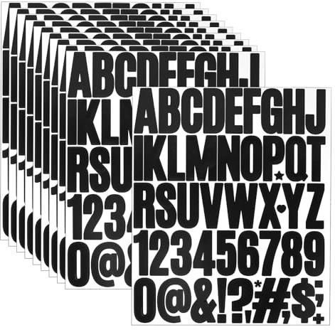 10 Blatt Buchstaben Aufkleber, 5cm Zahlen Klebebuchstaben Wetterfest Schablonen Buchstaben Sticker – für Scrapbooking, Grußkarten, Briefkasten und DIY Dekoration(Schwarz)