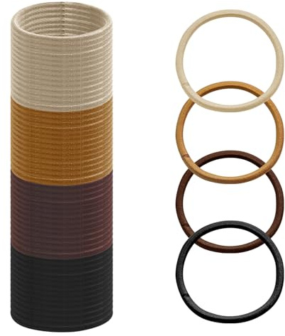 HXC Brown Hair Bands 100Pcs Bobbles 4mm Hair Ties Thick Elastics Hairbands | Thick Hair Bobbles No Damage No Metal Ponytail Holders for Women Girls Kids Men, 4 Colours