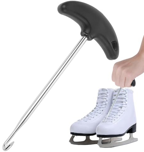 Larrel Skate Lace Tighteners, Carbon Steel Boot Lace Hooks Shoe Laces Puller Boots Hooks Boot Pullers Skating Accessories Hockey Accessories for Ice-Skates Figure-Skates Boots (Black)