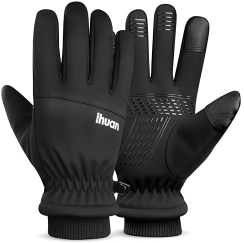 ihuan Winter Gloves for Men Women, Waterproof Warm Ski Snow Gloves Cold Weather, Thermal Touchscreen Skiing, Snowboarding, Motorcycle Running Driving Hiking Cycling Stocking Stuffers