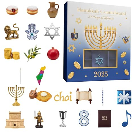 2025 Hanukkah adventsleksak, 2D platt akryl dekorativ prydnad | liten prydnad 2025 nedräkningskalender, för män, kvinnor, tonåringar