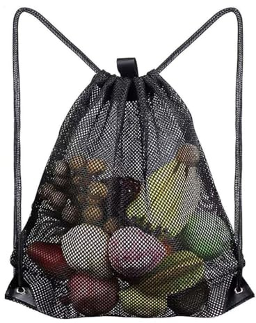 HYFZOD Sacca rete con cordino, zaino arena nuoto, borsa a maglie traspirante e capiente per sport, spiaggia, viaggi, adatto a nuoto, calcio, palestra