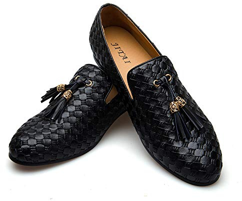 JITAI Hommes Cuir BV Mocassins Chaussures Fumer Mocassins Gland Mocassins, Noir 06, 42 EU (9 UK)