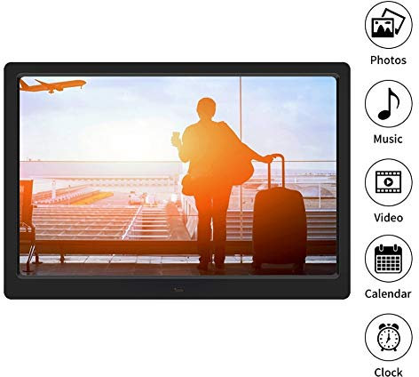 VBESTLIFE Digital Photo Frame,14inch Electronic Picture Frame 1280 * 800 (16:9) HD Wide Screen,HD Video Frame with Remote Control Supoort Clock/Calendar/JPG/JPEG/AV/MPG/ MP4, Gift for Family(Black)
