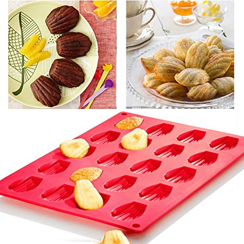 SEIWEI 20 Hole Madeleine Tray Professional Gauge Silicone with Non-Stick Coating, Cake Tin for Cake/Chocolate/Candy/Biscuit