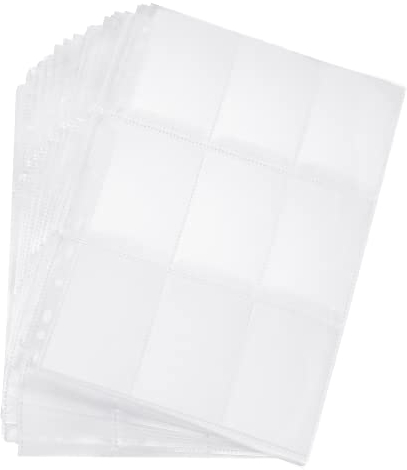 Carehabi - 540 Pockets Sammelkarten Hüllen, 30 Stück Doppelseitiges Transparent Sammelhüllen Leere Sammelmappe Folien 11 Löcher, Sammelkartenzubehör für Pokemon Spielkarte, Basketball, Fußball Karten