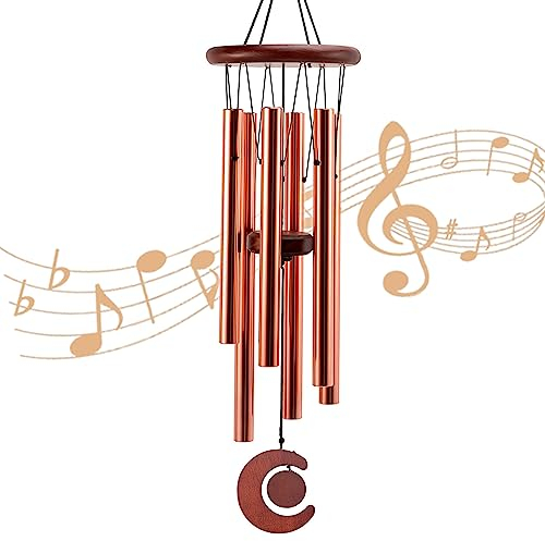 JelyArt Windspiel 32 Zoll Große Windspiele für draußen und drinnen, Metall Klangspiel, Gedenk-Geschenke, Tiefe Töne Heimdekoration (Roségold, 81cm)