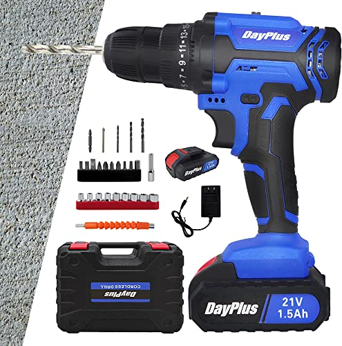 Akku Schlagbohrschrauber Akkuschrauber, Elektrisch Bohrschrauber mit Akkus, Ladegerät & 26pcs Zubehör, 45 Nm, 2-Gang-Getrieb, 25+1 Drehmomentstufen