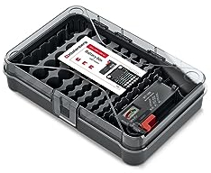 Kistenberg KBBT - Caja de almacenamiento para pilas (incluye comprobador de batería BT-168, 85 ranuras AA, AAA, C, D, bloque de 9 V, tapa transparente, montaje en pared, 295 x 195 x 70 mm)