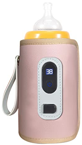 USB-Baby-Flaschen Wärmer, LCD-Bildschirm-Temperatur Präzise Heizung Milch Wärme Bewahrer für zu Hause Außerhalb des Autos (Rosa) Flaschen & Zubehör