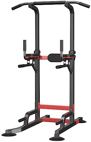 EASY BIG Power Tower Dip Station Pull Up Bar - Multi-Purpose Home Gym Equipment with Adjustable Height and Non-Slip Foot Pads - 330lbs/150kgs Capacity