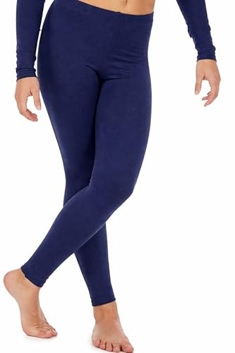 KIKFIT Girls Gymnastics Leggings Kids Dance Yoga Sports Stretch Tights Full Length Activewear Ages 5–14 (as8, Regular, Navy 11-12 Years)
