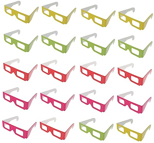 Warmhm 20 Stück 3D-Brille Quadratische Brille Flach 3D-Brille Pappe 3D-Brille Neuartige Doppellagig 250 G Karton Haustier-3D-Brille Aus Pappe Mit Box