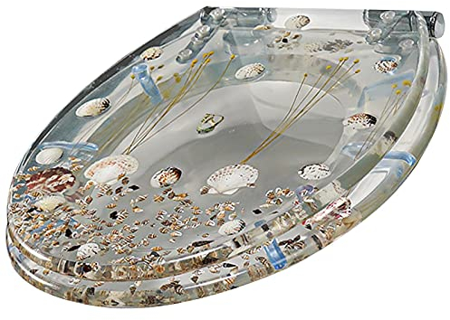 JUNNIU Toilettendeckel, Toilettensitz mit Absenkautomatik,Umweltfreundlicher WC Sitz aus Harz mit Verstellbarem Edelstahlscharnier,Ovaler Klobrille mit Schnellverschluss,Mehrere Farben Erhältlich