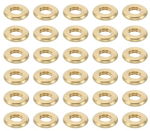 PATIKIL M5x0.8 Laiton Rond Contre-écrou, 30 Paquet Plat Roue Anneau Serrure Écrou Lisse Surface Décoratif pour Meubles et Lumière