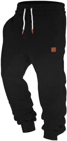 Joggingbyxor för män, säckiga mjukisbyxor i bomull med elastisk midja, träningsbyxor, långa sweatbyxor, med fickor