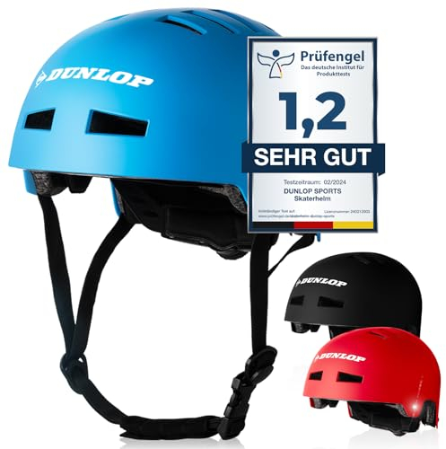 DUNLOP SPORTS Fahrradhelm Kinder Jugendliche Erwachsene - Test Sehr Gut - Leichter robuster Urban Allrounder Helm, 14 Fach belüftet, Schnellverschluss, Auto Kopfanpassung (Blau, L (58-61cm))