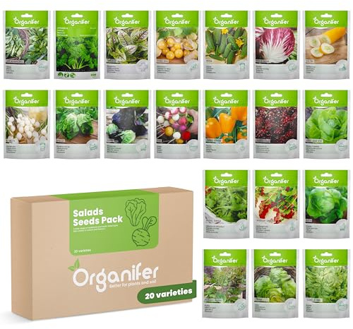 Paquete De Semillas De Lechuga - Semillas De Lechuga - Semillas De Rúcula - Semillas De Perejil - Semillas De Rábano - Cerezas De Piña - Semillas De Lechuga - 20 Variedades - Organifer