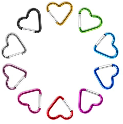 10 Pcs Herz Karabiner Schlüsselring Herz, Karabinerhaken Klein Schlüsselanhänger Bunt Karabiner Schlüsselanhänger Für Camping Angeln Berge Besteigen Wandern Reisen