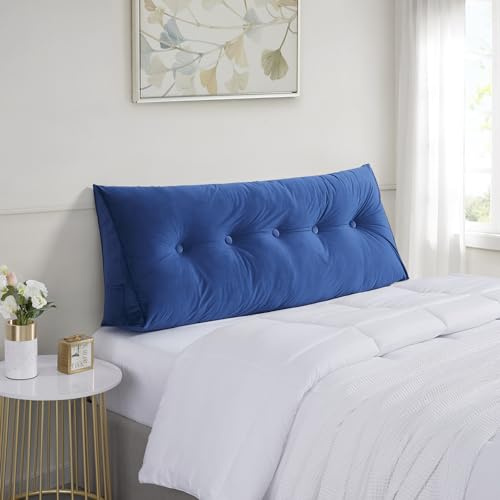 Sweet Home Collection Wedge Pillow Headboard - Bed Wedge Pillow for Headboard - Large & Versatile Triangle Cushion Reading Support Pillow, Full - 54, Blue