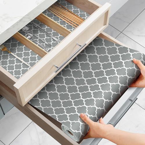 FJNATINH Tappetino per cassetti, 30 x 900 cm, antiscivolo, per cassetti, impermeabile, non adesivo, per mobili da cucina, rivestimento dei cassetti (lanterne grigie)