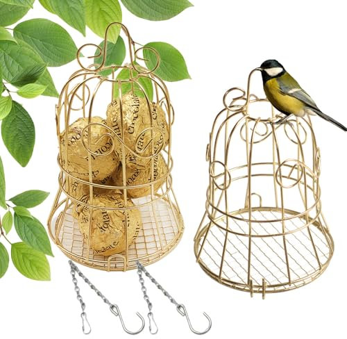 Meißenknödelhalter Vogelfutterstation,Osuter 2 Stück Vogelfutterspender Zum Aufhängen Futterspender für Meisenknödel Vogelfutterhaus Hänger Garten Vogelfutterstation Edelstahl Bird Feeder Meisenkn